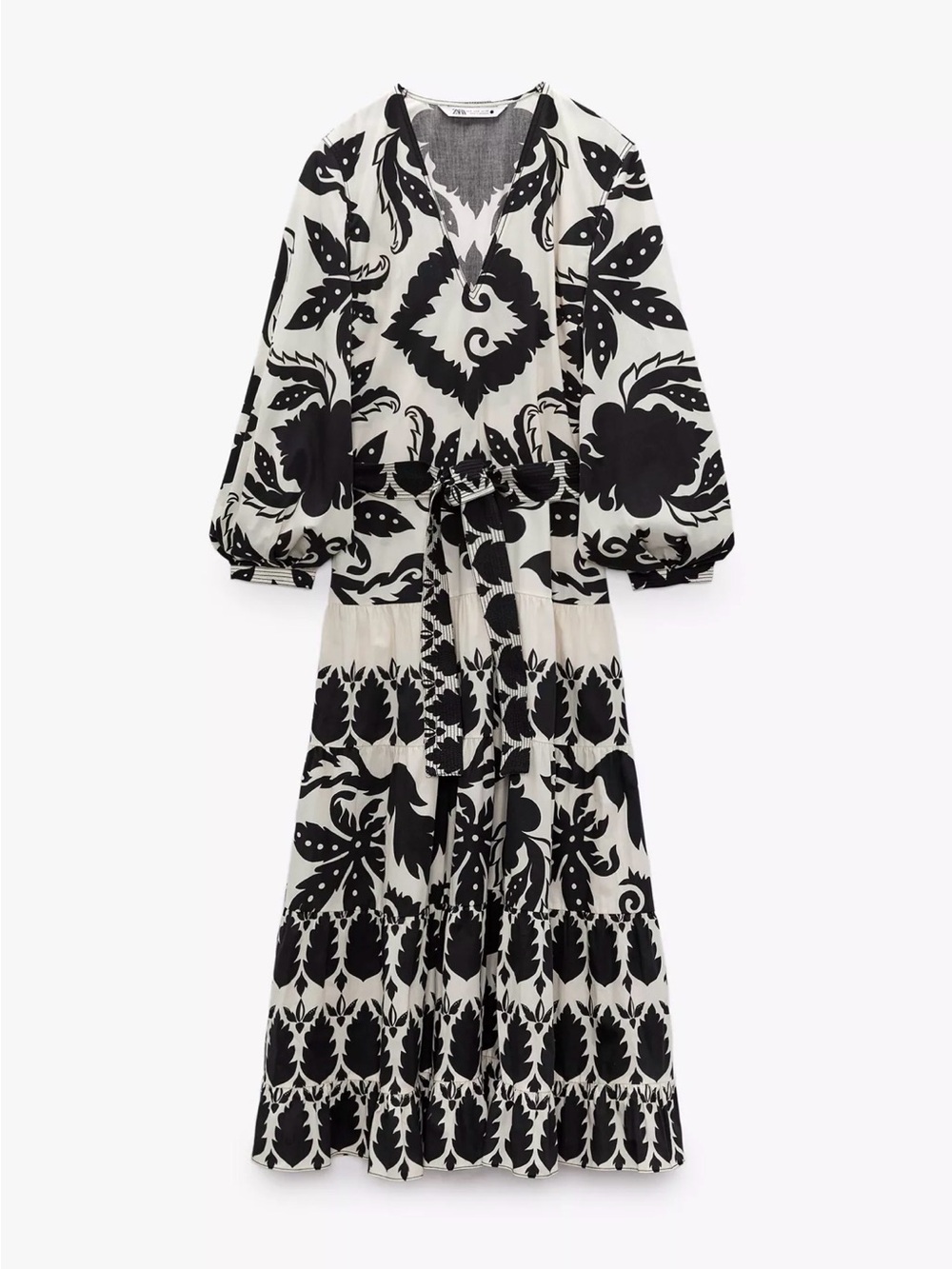 Zara Belted Printed Maxi Dress SZ M